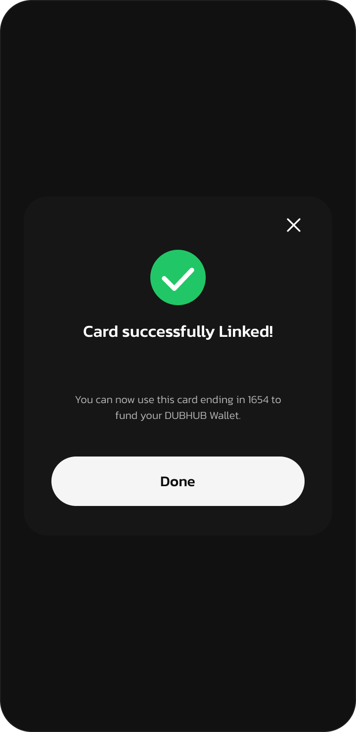 Card successfully linked modal